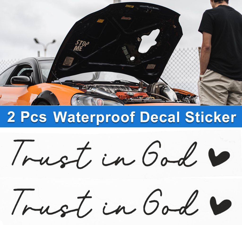 2 Stück "Trust in God" Autoaufkleber Wasserdicht Schwarz Motorrad Fenster Laptops Koffer Kratzschutz-Aufkleber 10x1,5cm
