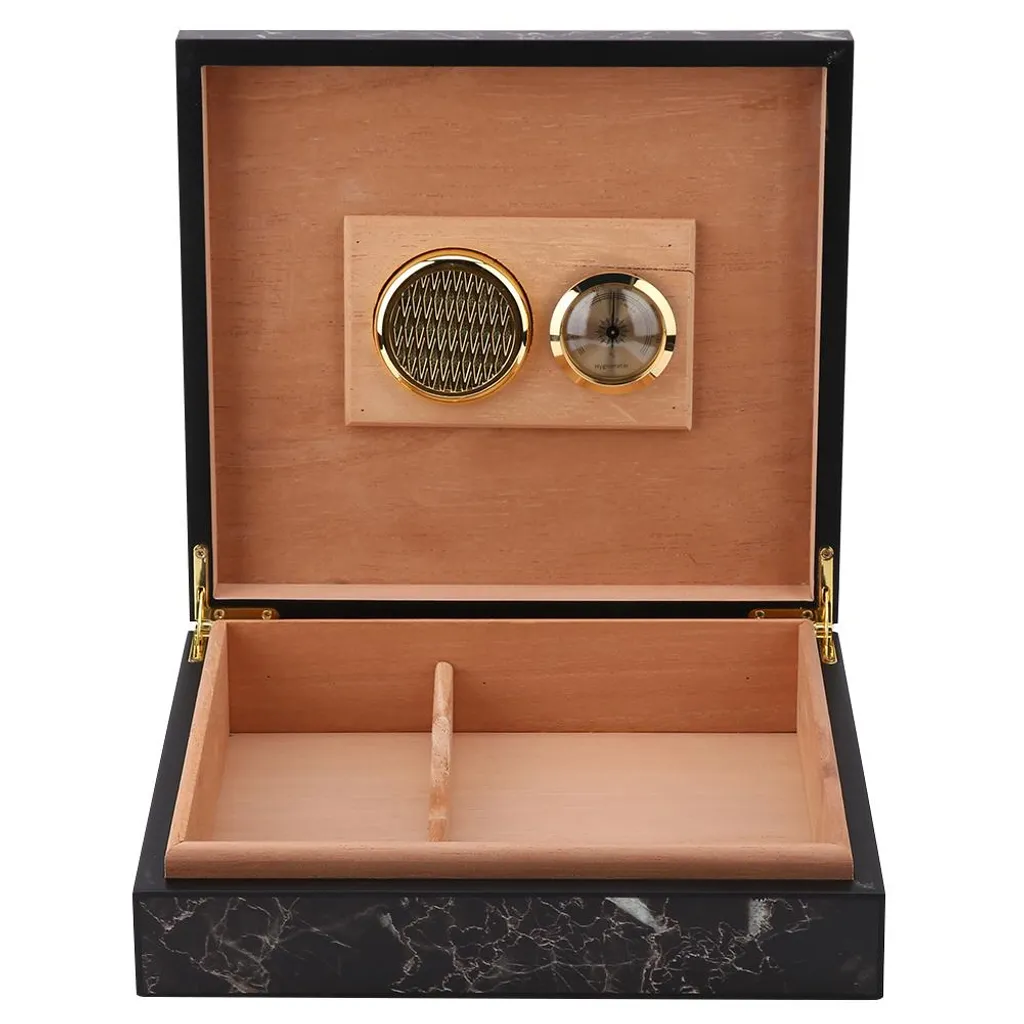 Mini cave à cigares vintage en bois et marbre - Boîte portable luxe