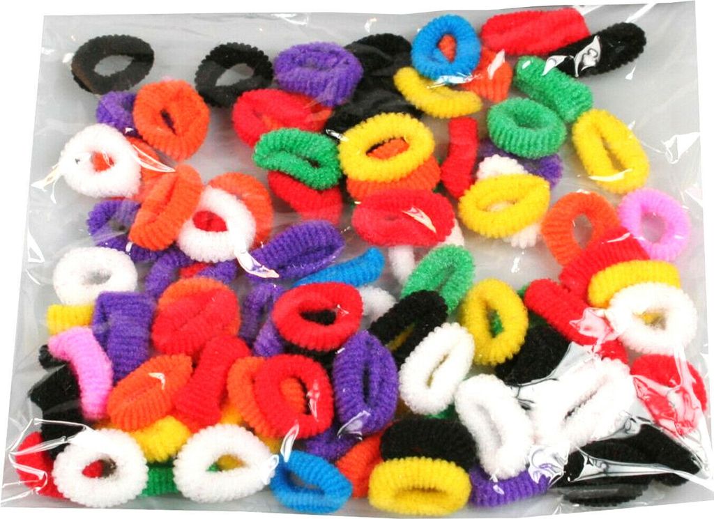 100 Stück Bunte Haargummis Gummis Zopfgummis Zopfhalter Produktbild 