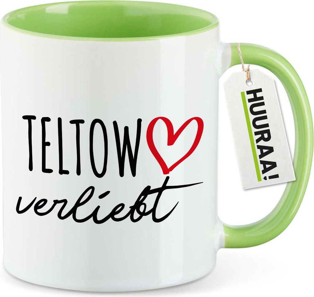 Huuraa Kaffeetasse Teltow verliebt 330ml Grün Keramik Kaffeebecher Geschenkidee