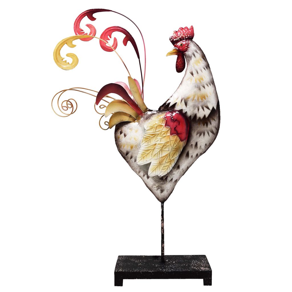 Dekofigur Hahn - Tier Blech Dekoration Gockel Metallfigur Huhn Ostern