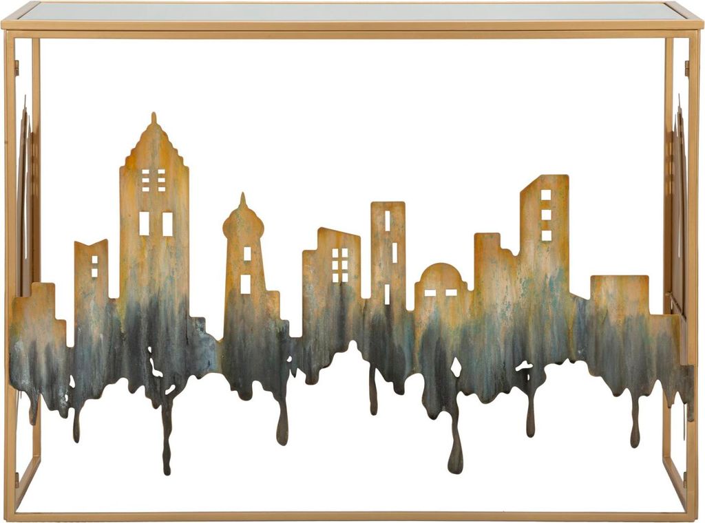 Konsole 38.5 x 110 x 81 cm Metall MDF Glas Mehrfarbig