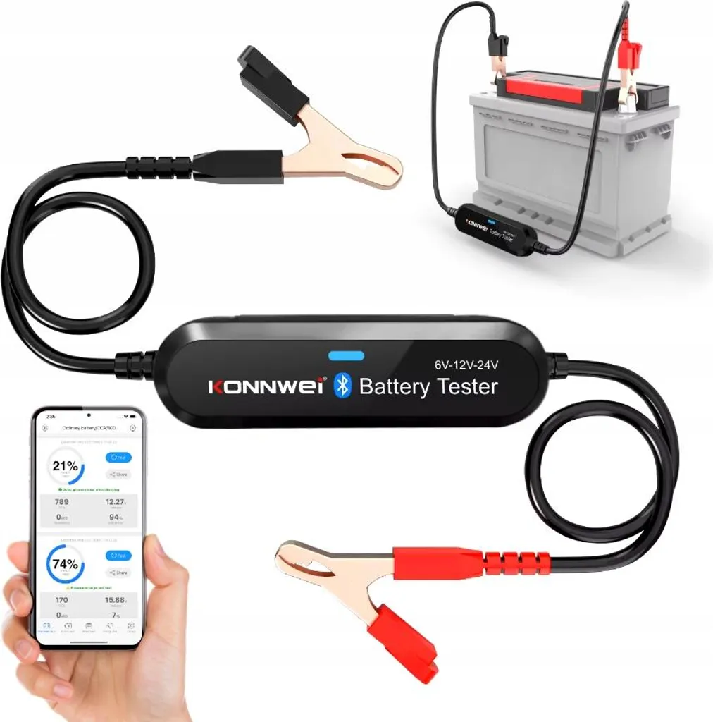 Batteriometro 6V 12V 24V Konnwei BK200 Bluetooth Android iPhone