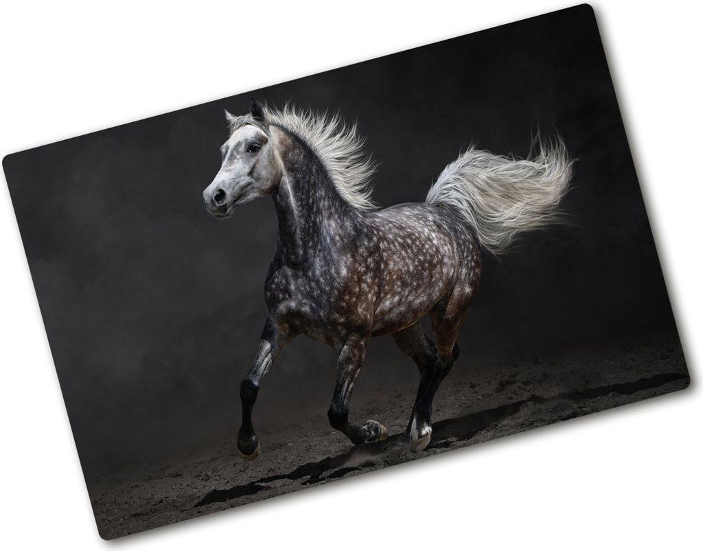 Tulup Glas Herdabdeckplatte - 80x52 cm - Glaskeramikkochfeld-Abdeckung Spritzschutz Glasabdeckplatte - Einteilig - Tiere - Arabisches Pferd - Schwarz