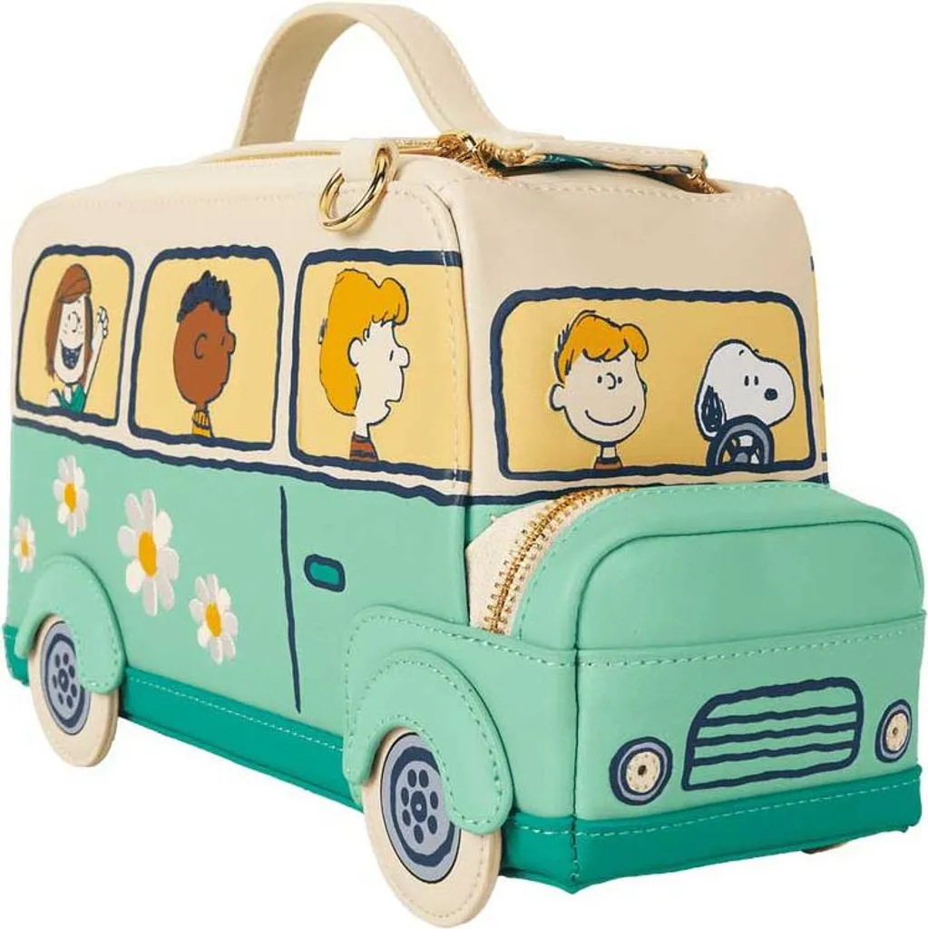 Sac Sacoche Crossbody Vert Loungefly Peanuts Bus Scolaire pour Homme