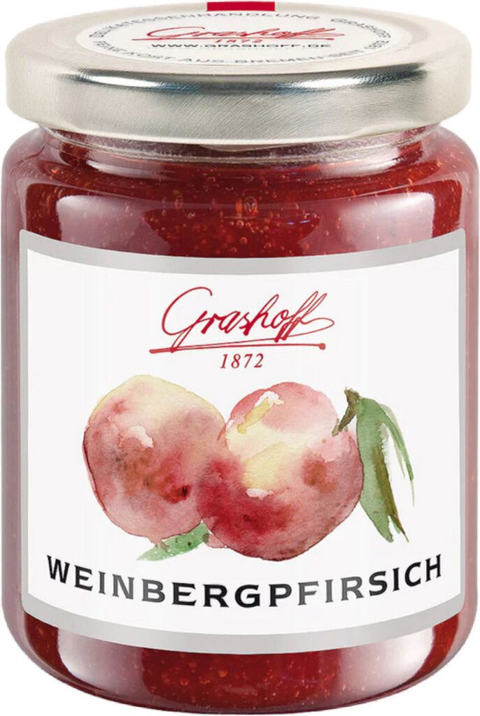 Grashoff Weinbergpfirsich Konfitüre Extra mit fruchtigen Produktbild 