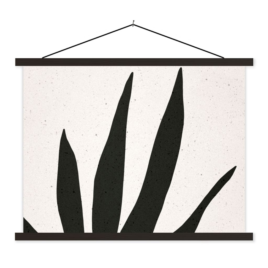 MuchoWow Textilposter Blatt - Pflanze - Minimalismus 150x113 cm mit holzfarbenen Rahmen - Poster