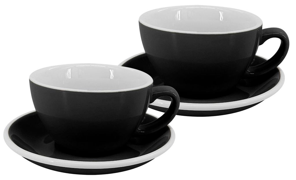 Sada 2 ks – šálka a tanierik Roma latte, 250 ml, čierna Obrázok produktu 