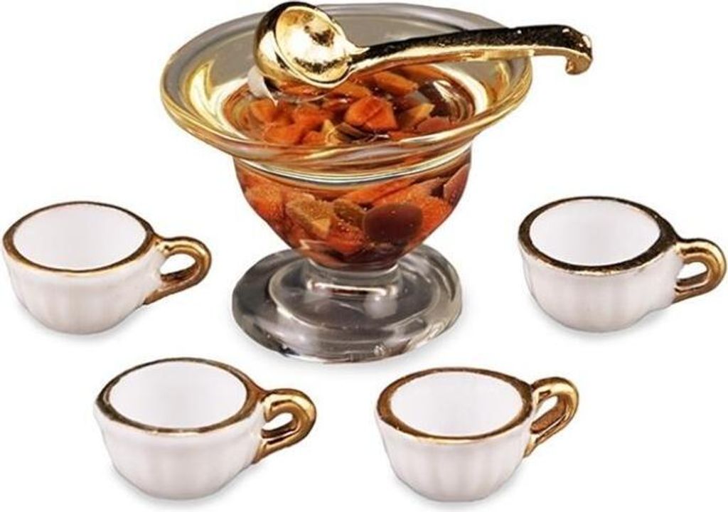 Miniatur Bowle Service 1:12 aus Porzellan, 5-teilig
