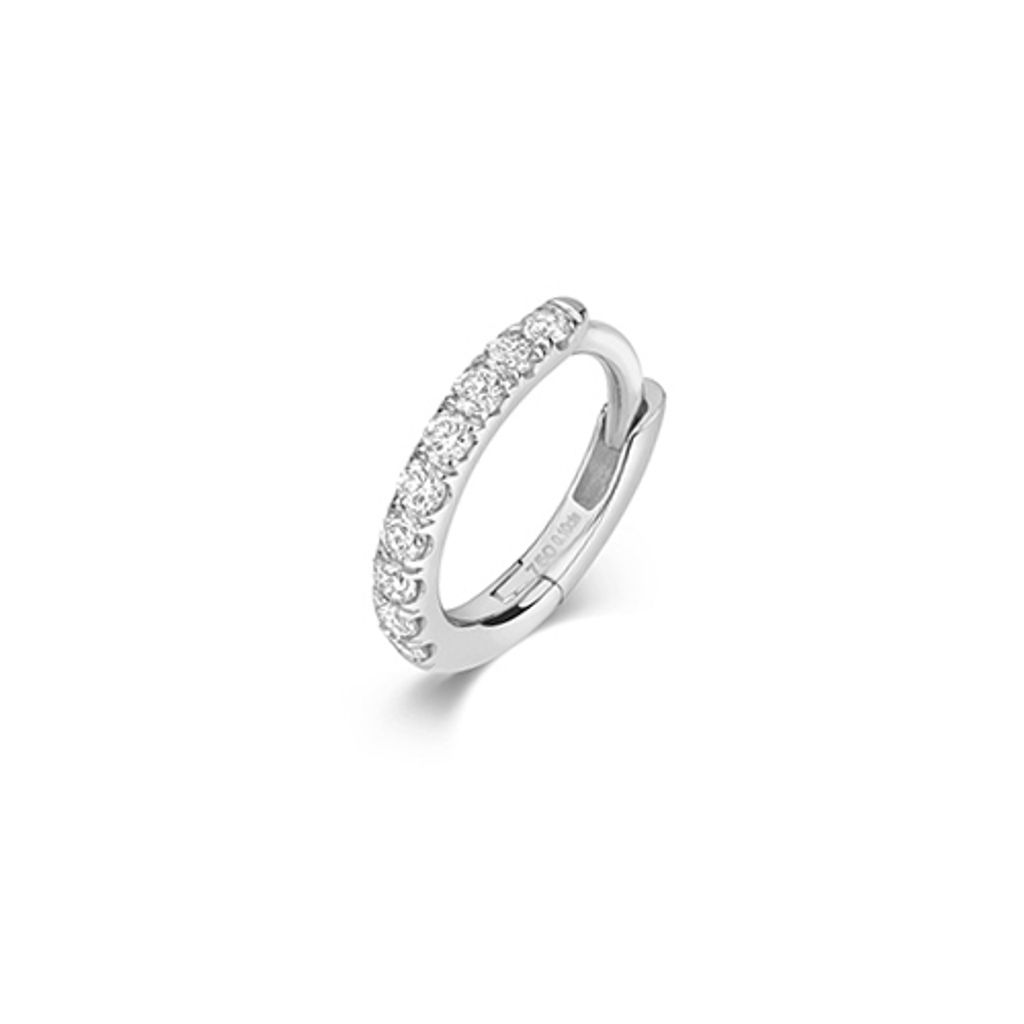 Funkelndes Feuer 18 Karat (750) Weißgold Diamant Einzel Knorpel Creole Brillant-Schliff 0.10 Karat H - SI2 - 8mm; TRS3470918KW