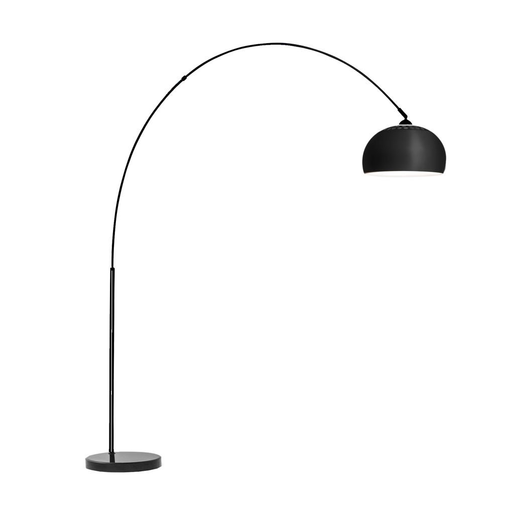 Blumfeldt Amara Bogenlampe – Verstellbarer Schirm, E27-Fassung, Schwarzer Marmorsockel, 2 m Kabel, 183 x 200 x 37 cm, Bogenlampe Wohnzimmer, Schwarz