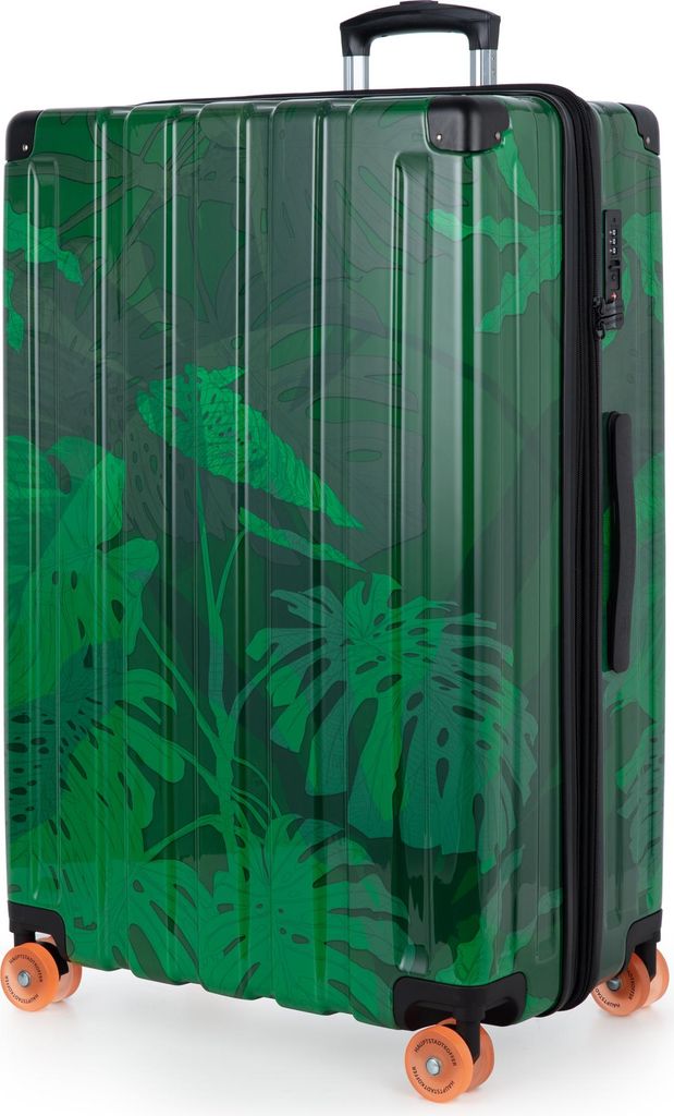 HAUPTSTADTKOFFER Q-Damm - Großer Koffer Trolley Hartschalenkoffer XXL Erweiterung, expandable Suitcase Jungle Edition, 77cm, 133 L,Floral