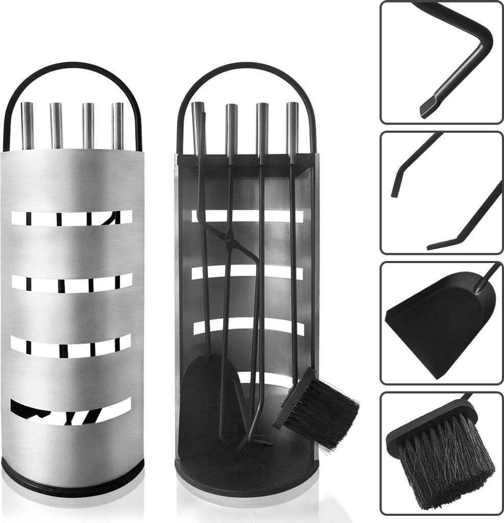 LARS360 Couverts de cheminée 5 pièces argent - Set moderne Image du produit 