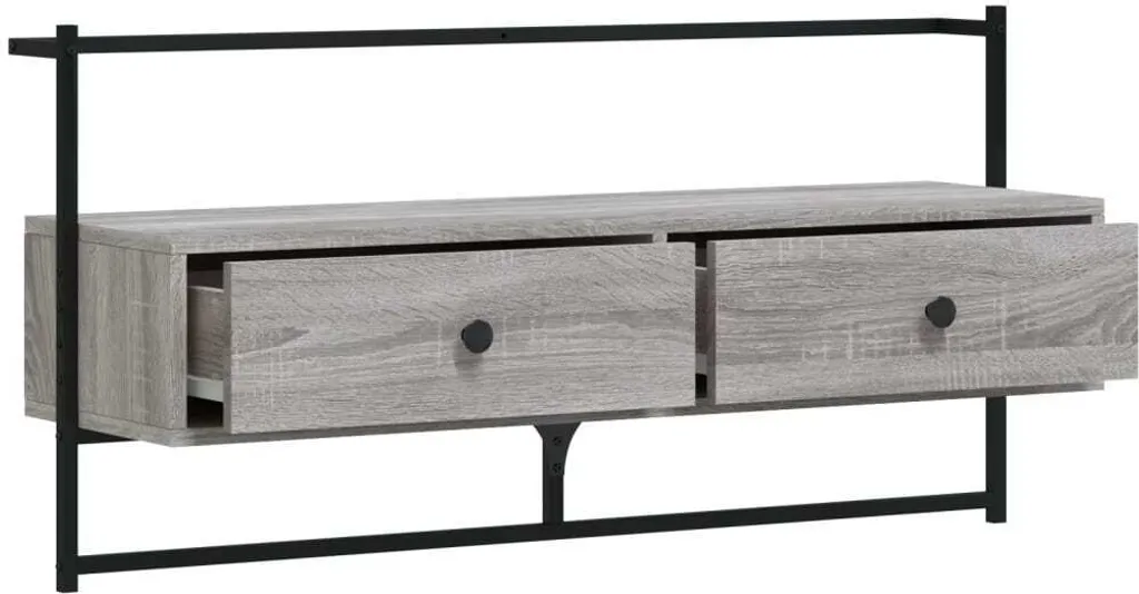 Mobile TV Sospeso Grigio Sonoma 100,5 cm | Arredo Parete Materiale Legno - 5
