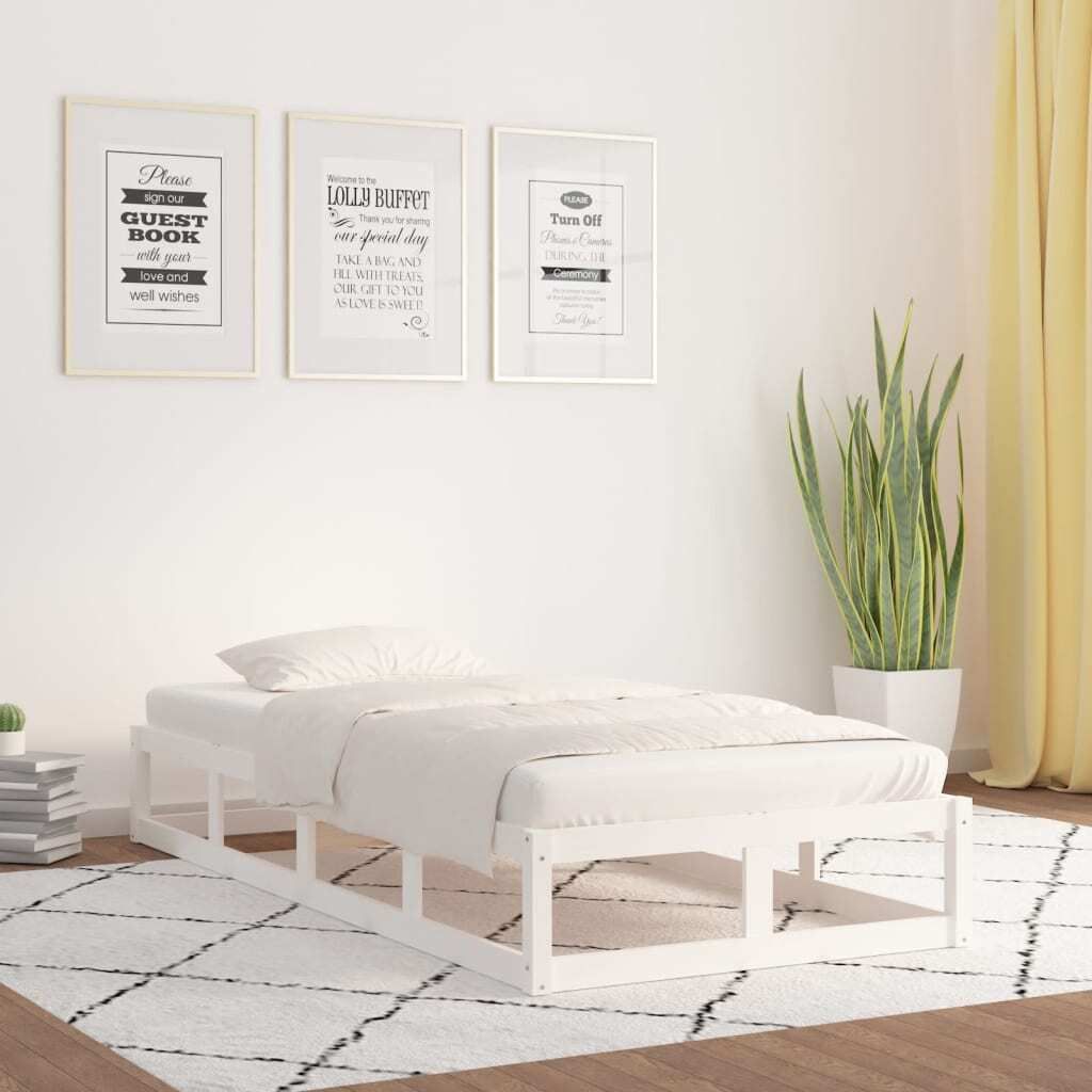 The Living Store Massivholzbett Weiß 90x200 cm