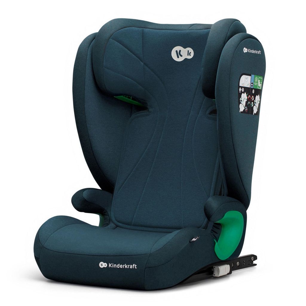 Kinderkraft JUNIOR FIX i-Size - Autositz 100-150 cm - R129 Norm - ISOFIX - SPS - H-GUARD - 10-fach verstellbare Kopfstütze - Waschbarer Bezug - Blau