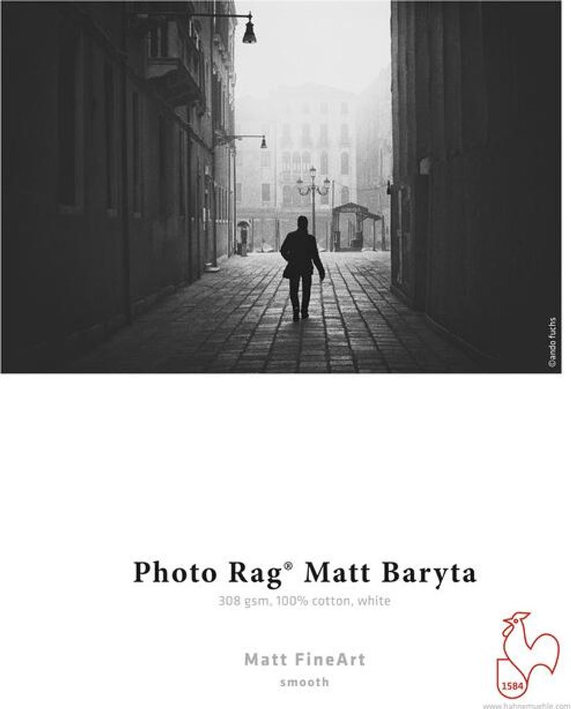Hahnemühle Photo Rag Matt Baryta, Matt, 308 g/m², Tintenstrahl, Weiß, Baumwolle, Foto