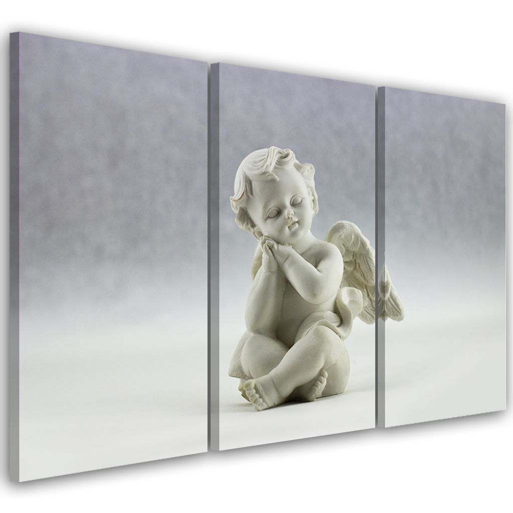 Triptychon auf leinwand abstraktionen - weiß 150x100 cm Feeby weiß wandbild bereit zum aufhängen