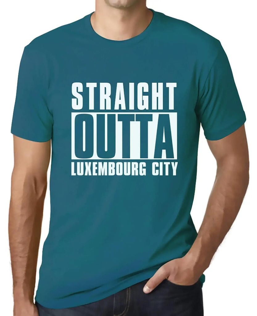 Herren Grafik T-Shirt Direkt aus der Stadt Luxemburg – Straight Outta Luxembourg City – Öko-Verantwortlich Vintage Jahrgang Kurzarm Lustige Druck