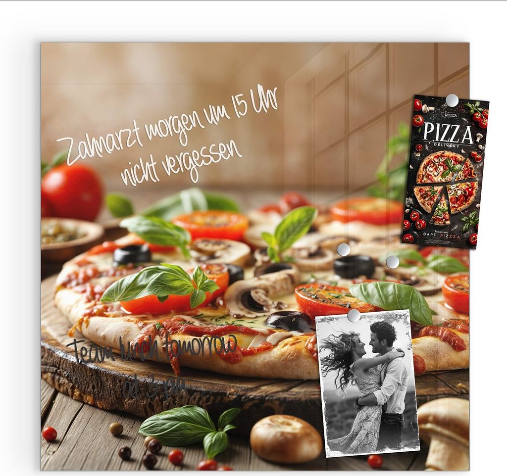 Magnettafel 50x50cm Pinnwand Whiteboard beschreibbar - Pizza im Holzofen