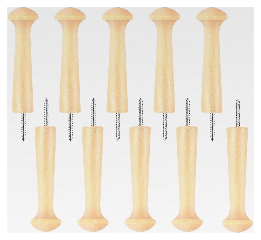 10 Stück Holz-Haken, Lange Holzhaken, Handtuchhaken, Kleiderbügelhaken, Schlüsselhaken für die Wand, Aufbewahrungshaken für hinter der Tür, G...
