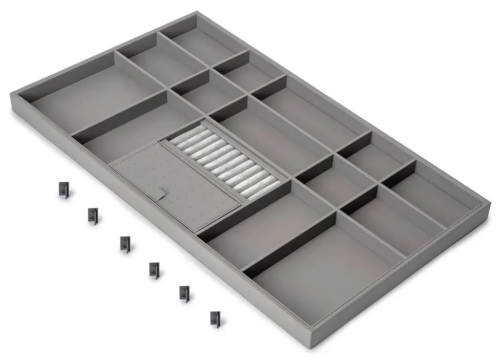 Organisateur de tiroir en éco-pelle et bois titane Quartz M90