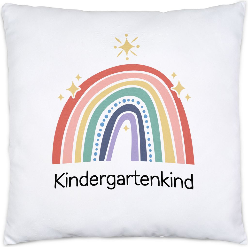 Kindergartenkind Kissen Inkl. Füllung Geschenk Kindergarten Start Kita Regenbogen Sterne Buntes Motiv