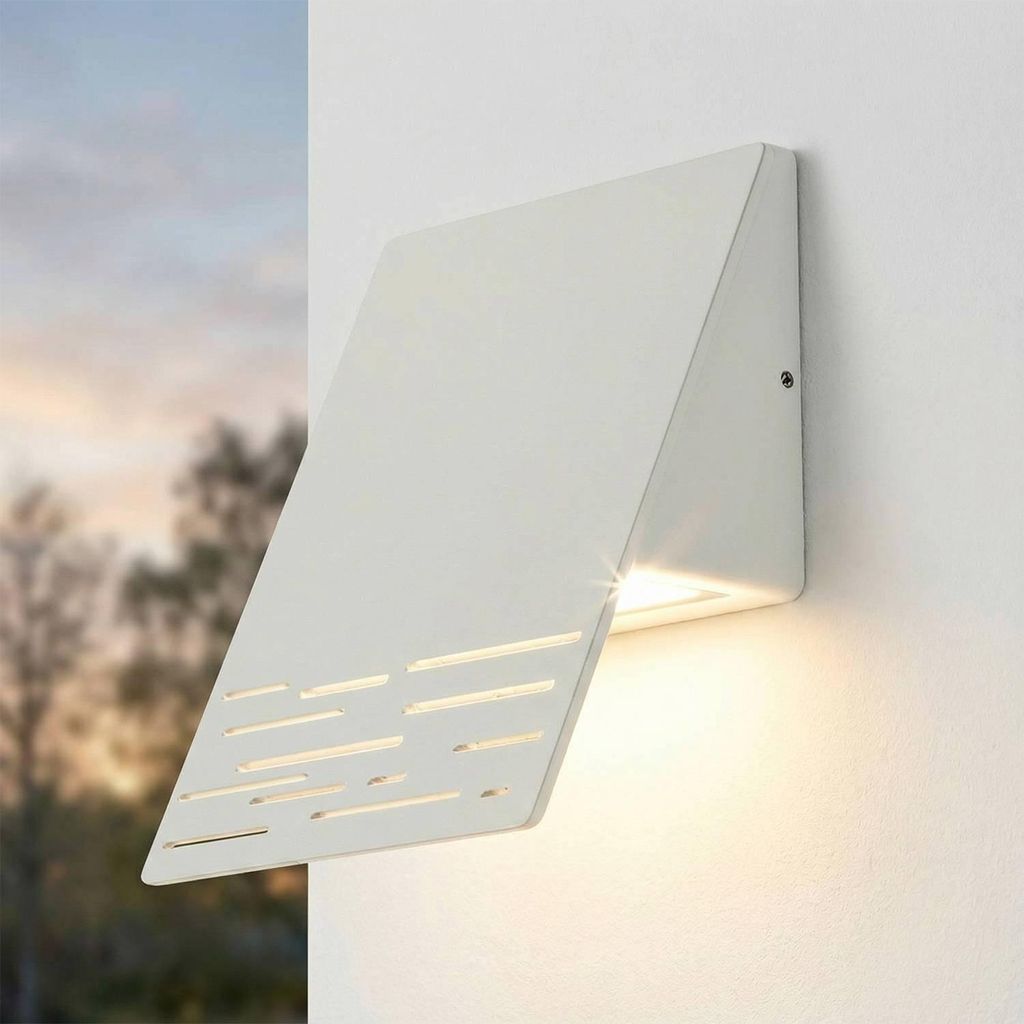 LED Außenwandleuchte Weiß 15 cm breit Aluminium Glas IP44 3000 K 700 lm Modern Downlight Wandlampe außen Eingang Fassade