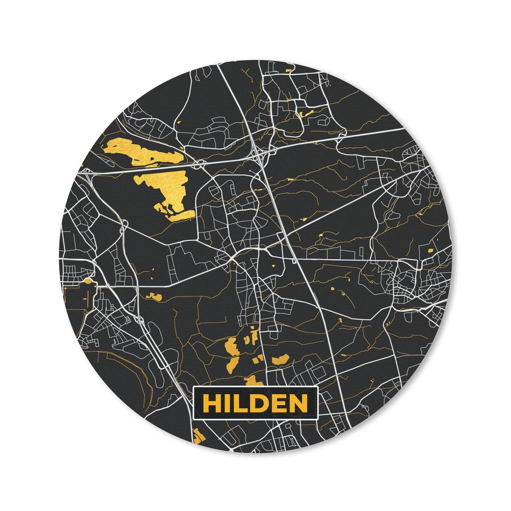 MuchoWow Mauspad Mousepad Gold - Deutschland - Karte - Stadtplan - Hilden 40x40 cm - Mousepads - Maus Mat - Pad - Mausunterlage - Schreibtisch Ac...