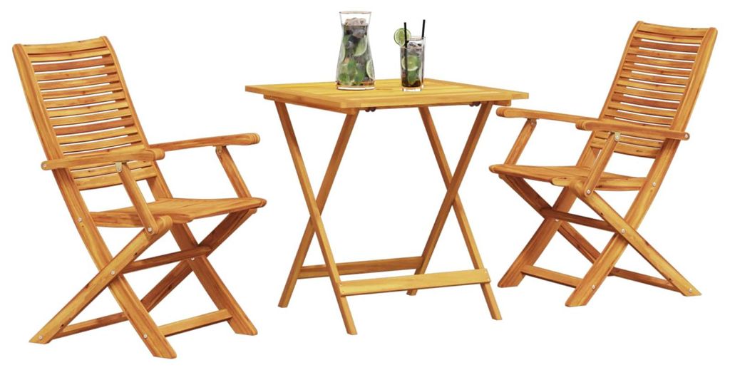 vidaXL Klapp Bistro Set 3 pcs Braun Massivholz Akazie