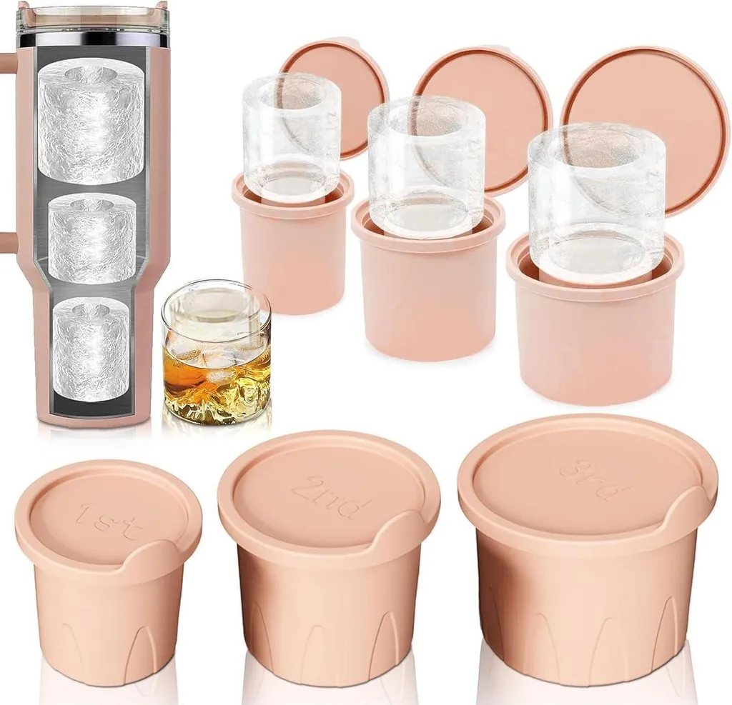 Set Stampi Ghiaccio per Stanley Tumbler - Silicone Rosa Anti-Odore 3pz