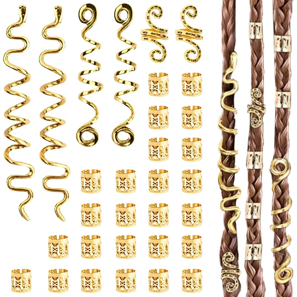 Sublimez vos dreadlocks avec ce lot de 31 bijoux de cheveux dorés anti-glisse