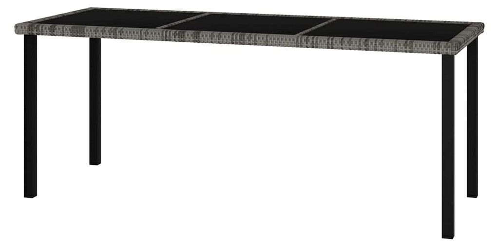 Garten-Beistelltisch mit Holzplatte in Schwarz aus Poly Rattan