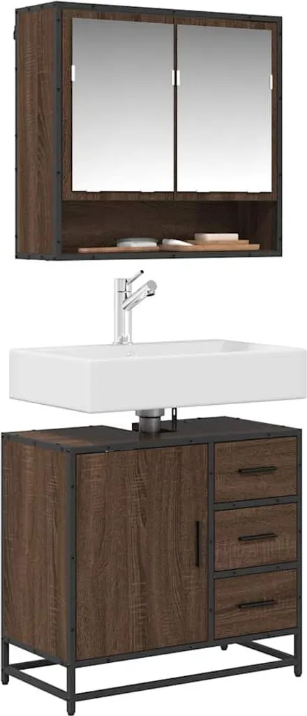 vidaXL Mobile Bagno Effetto Rovere Marrone 65x33x60 cm - Arredo Casa