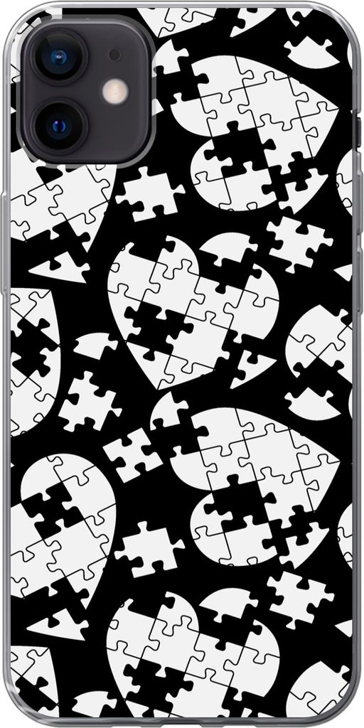 MuchoWow Handyhülle Schutzhülle Hülle für Telefoonhoesje iPhone 12 mini Mädchen - Puzzle - Herz - Muster - Mädchen - Kinder - Kinder Siliko...