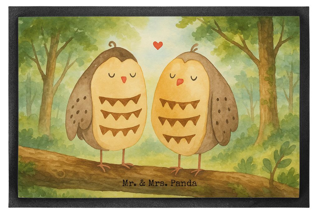 Mr. & Mrs. Panda Schmutzmatte Eulen Liebe Design 60 x 90 cm - Weiß - Geschenk, Spruch, Eule, Fussmatte, abstreifer, Freund, Owl, Bodenvorleger, Sc...