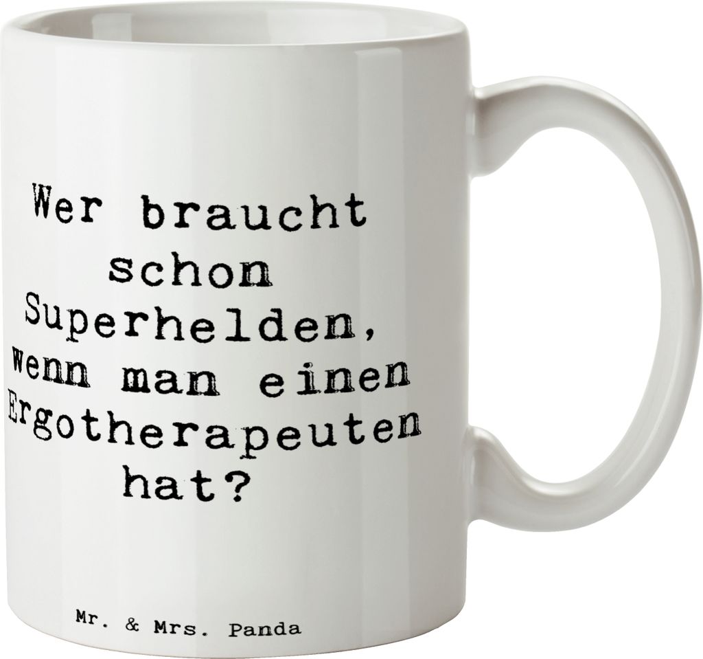 Mr. & Mrs. Panda Kaffeetasse Spruch Ergotherapeut Held - Weiß - Geschenk, psychische Unterstützung, Berufe, Handarbeit, personalisierte Geschenke...