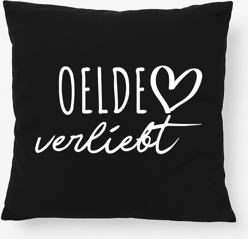 Huuraa Kissen Oelde verliebt 40x40cm mit Füllung Black Baumwolle Dekokissen Geschenkidee