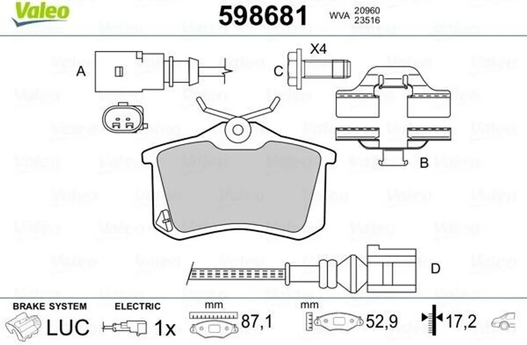Jeu de Plaquettes de Frein Arrière pour VW Touareg et Ford Mondeo III