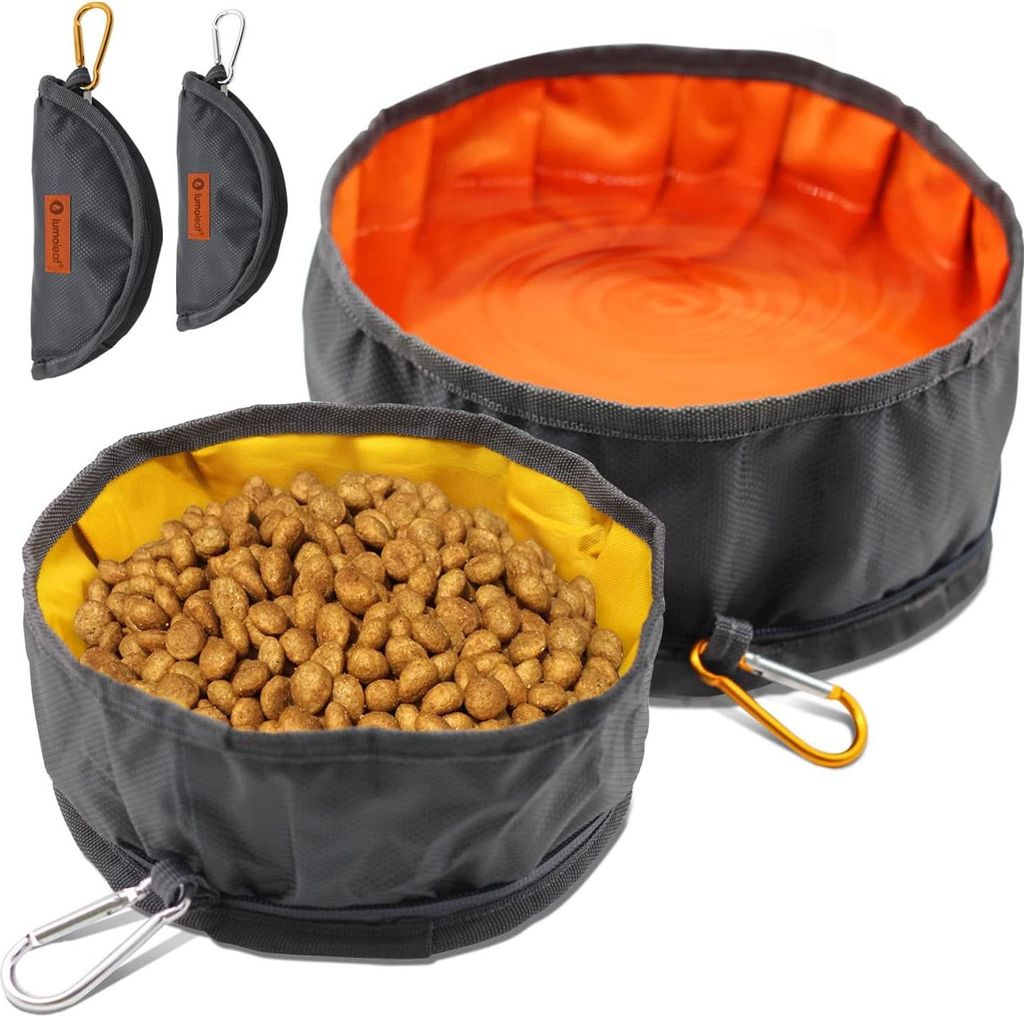 Tragbare Hundenreiskom im 2er-Pack, 2L große Hundetrinkschale für unterwegs, faltbare leichte Futter- und Wasserstation für Hunde (2L + 2,4L)