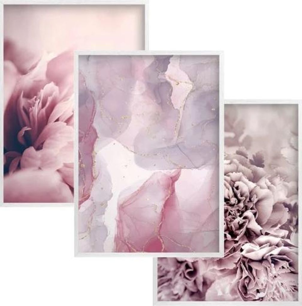 Poster Wandbilder Weißer Rahmen Blumen Glamour für Wohnzimmer Schlafzimmer 30x40