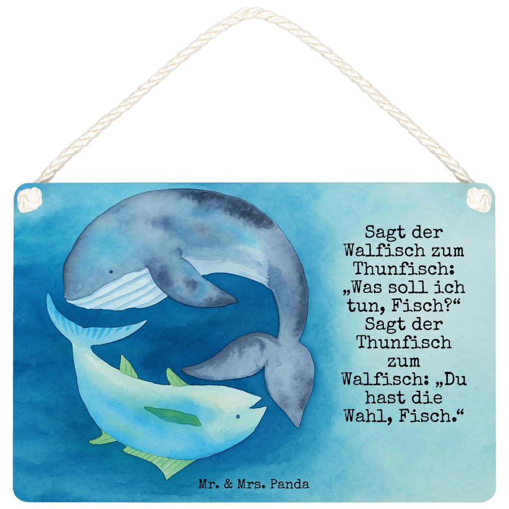 Mr. & Mrs. Panda Schild Walfisch Thunfisch Design DIN A5 - Weiß - Geschenk, Lustige Sprüche, Tunfisch, Türschild, Wahl, Spruch Des Tages, kleine...