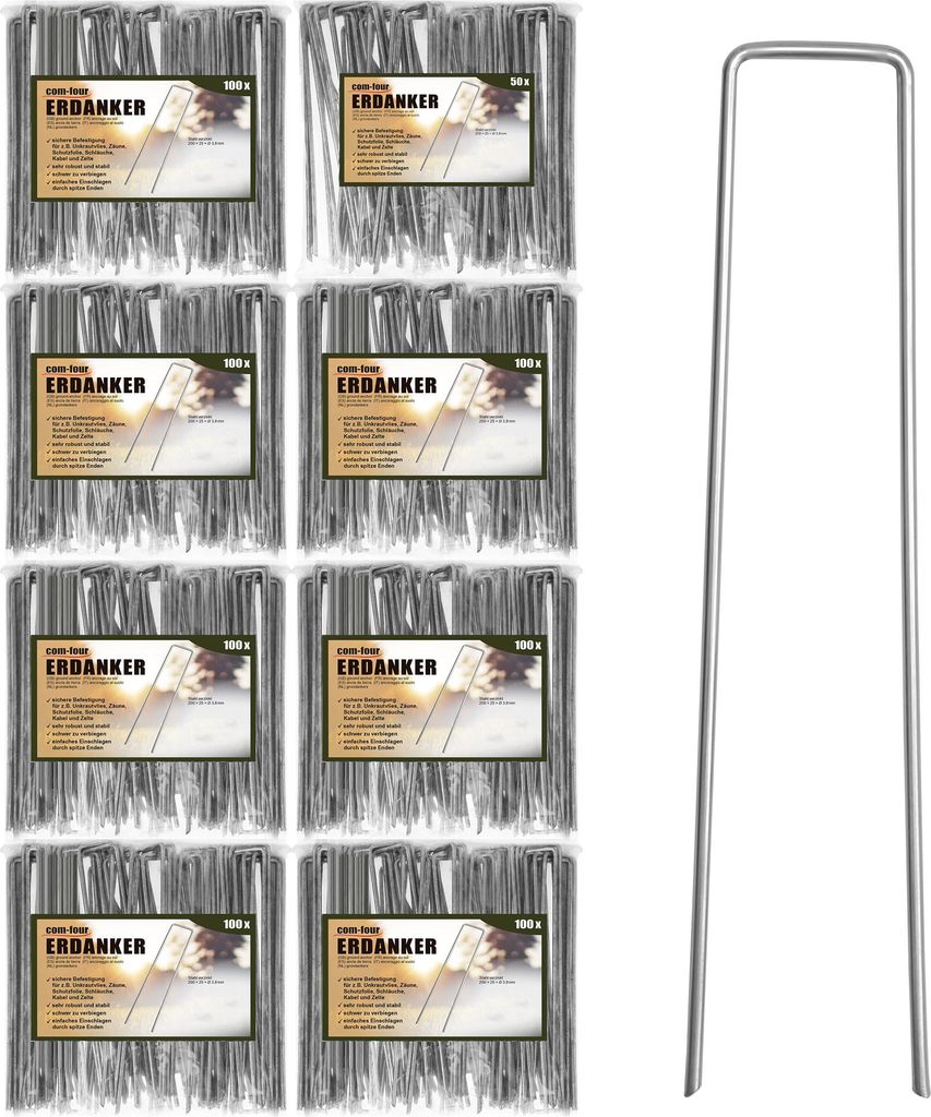 com-four 750x Erdanker - Bodenanker für Garten und Camping - eckig