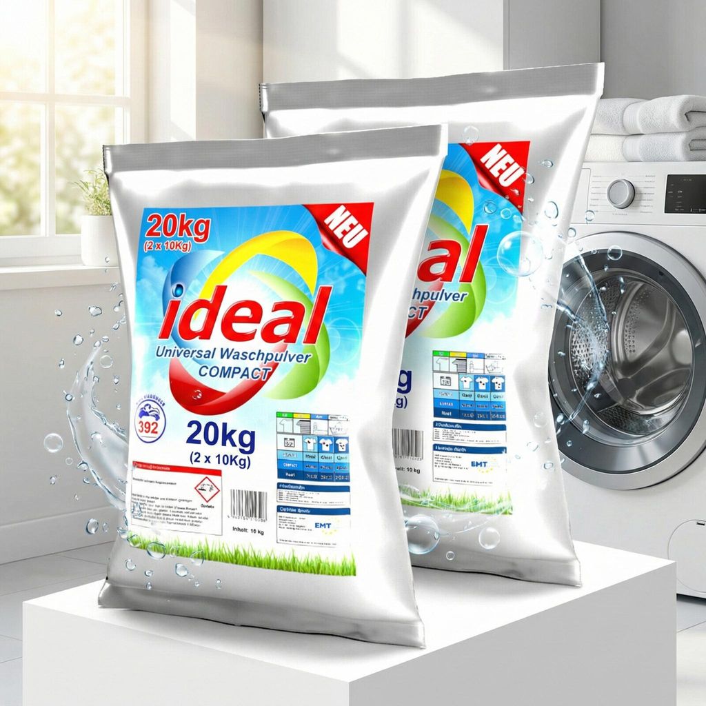 20kg ( 2 x 10Kg ) ideal Universal Waschpulver COMPACT / 392 Waschladungen