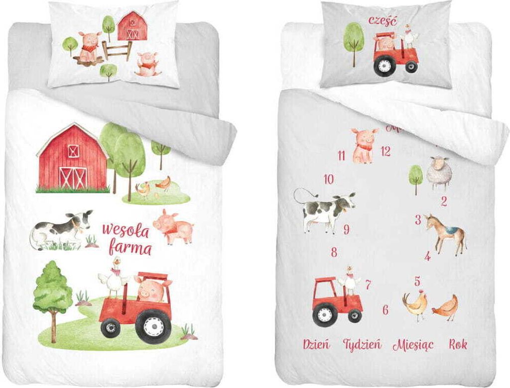 Babybettwäsche 100x135 Traktor Bauernhof BAUMWOLLE