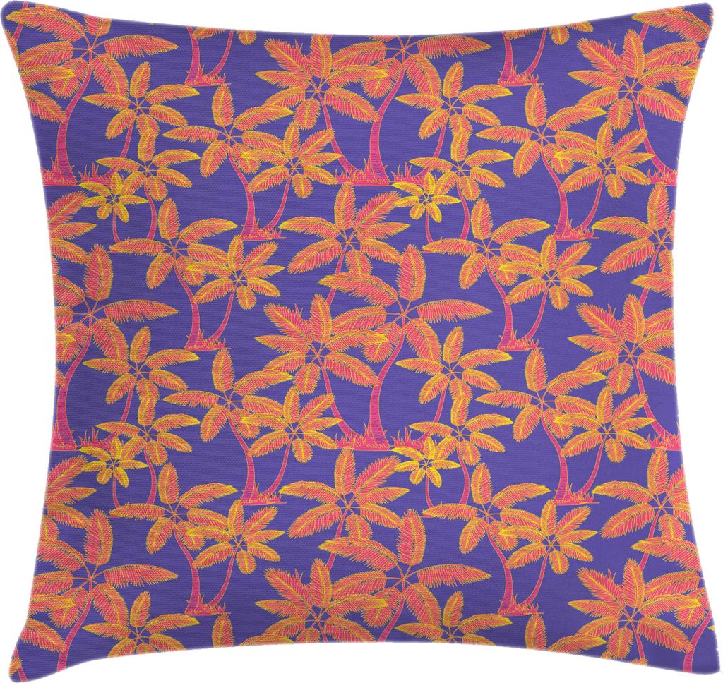 ABAKUHAUS Insel Kissenbezug, Pastell Hawaiian Kokospalme Dschungel Regenwald Aloha hawaiische, 50 x 50 cm, Blau Violett Aprikose und Rosa