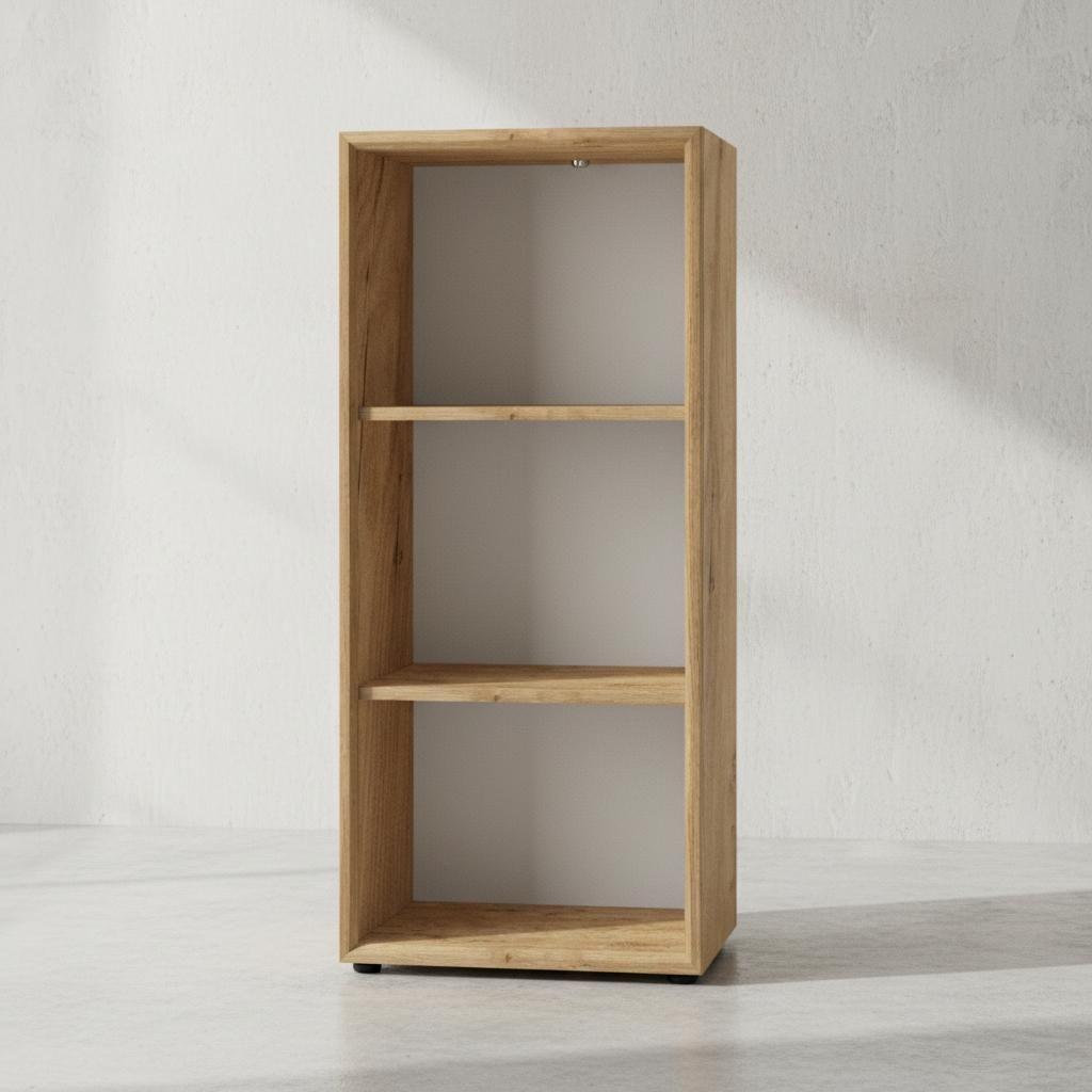 Aktenregal Schmal | Büroregal 50x120x37cm 3 Ordnerhöhen | Chalet-Eiche-Nb./Weiß | Glasauflage (Oben) | 22kg Belastbar | Ordnerregal Germany