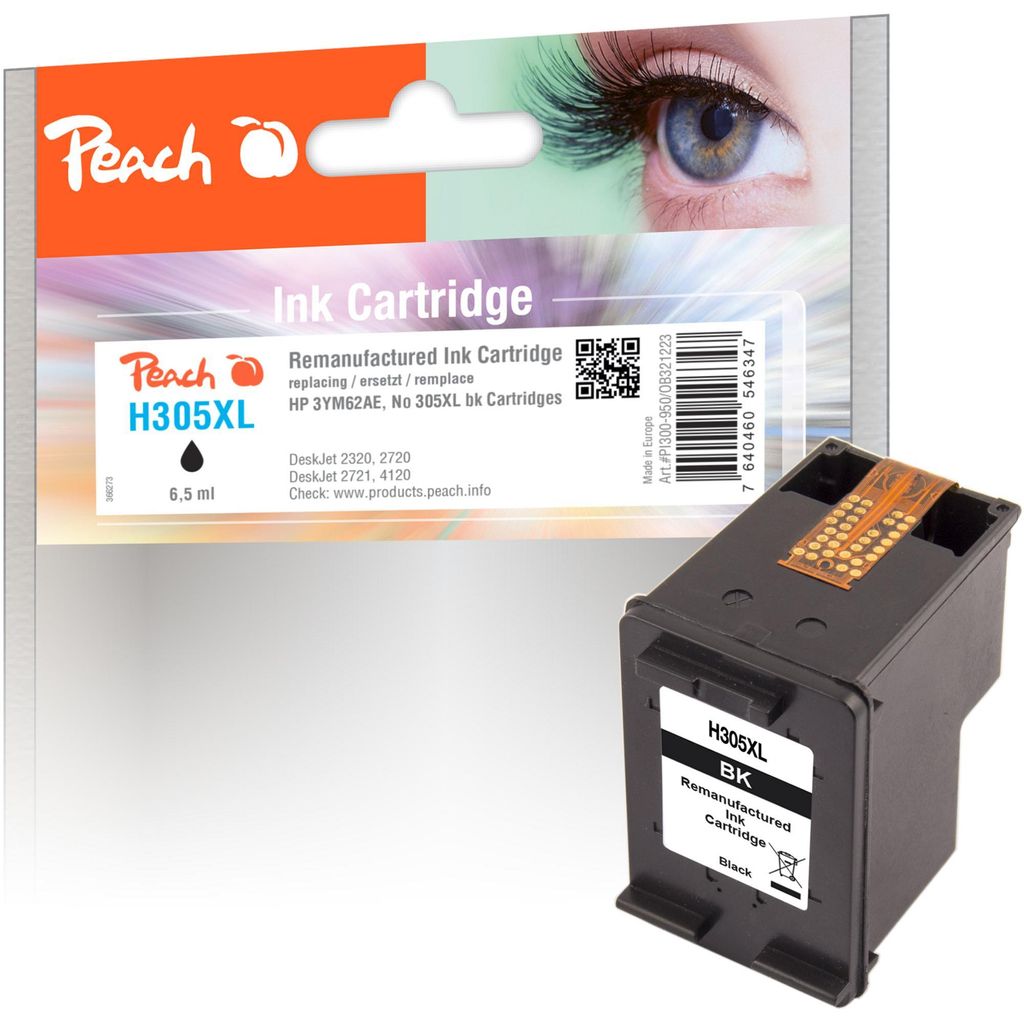 Peach Tinte schwarz PI300-950, (kompatibel zu HP 305XL (3YM62AE))