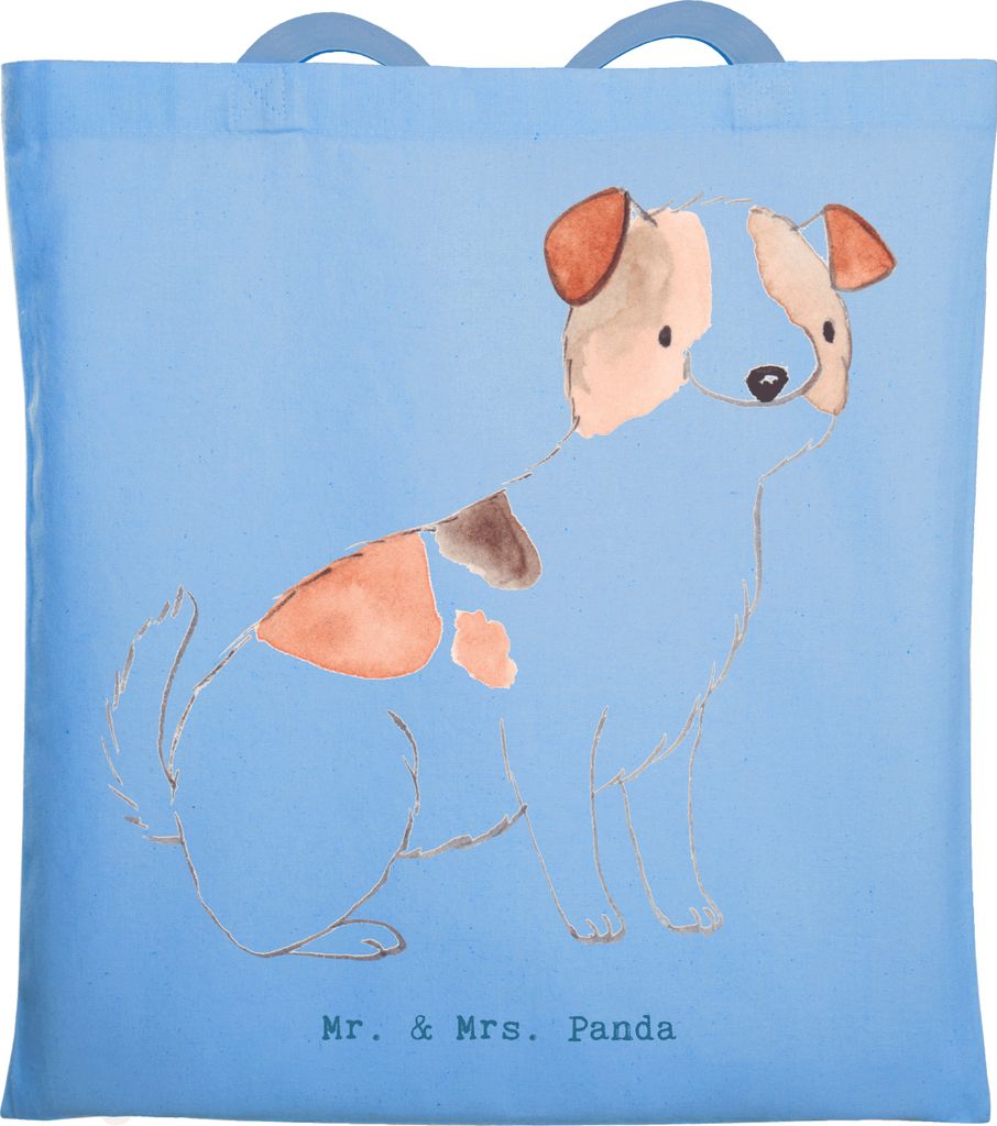 Mr. & Mrs. Panda Shopping Tasche Jack Russell Terrier Moment - Sky Blue - Geschenk, Jutebeutel, Schultasche, Laptoptasche, Tote Bag