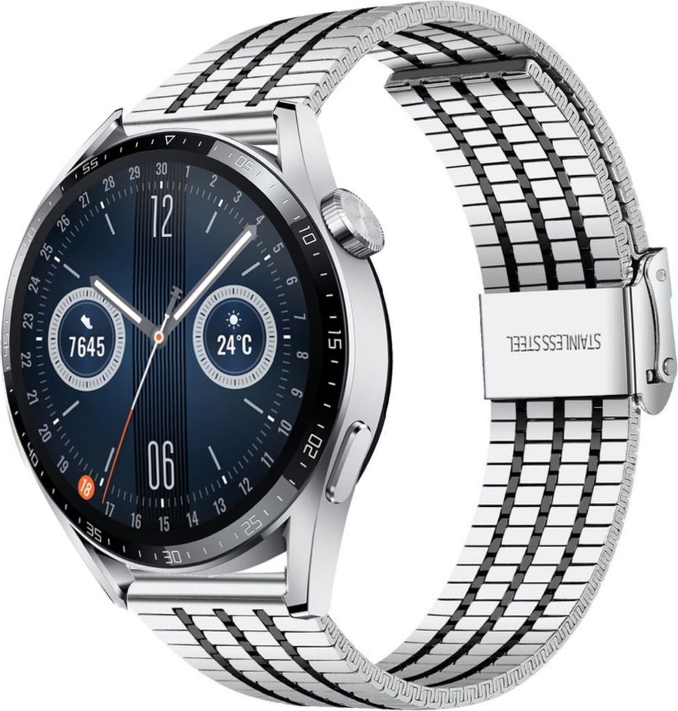 Strap-it Stahlarmband - Kompatibel mit Huawei Watch GT 3Armband 46mmHochwertiger EdelstahlHuawei watch strap Armband mit faltschließe für 22mmArm...